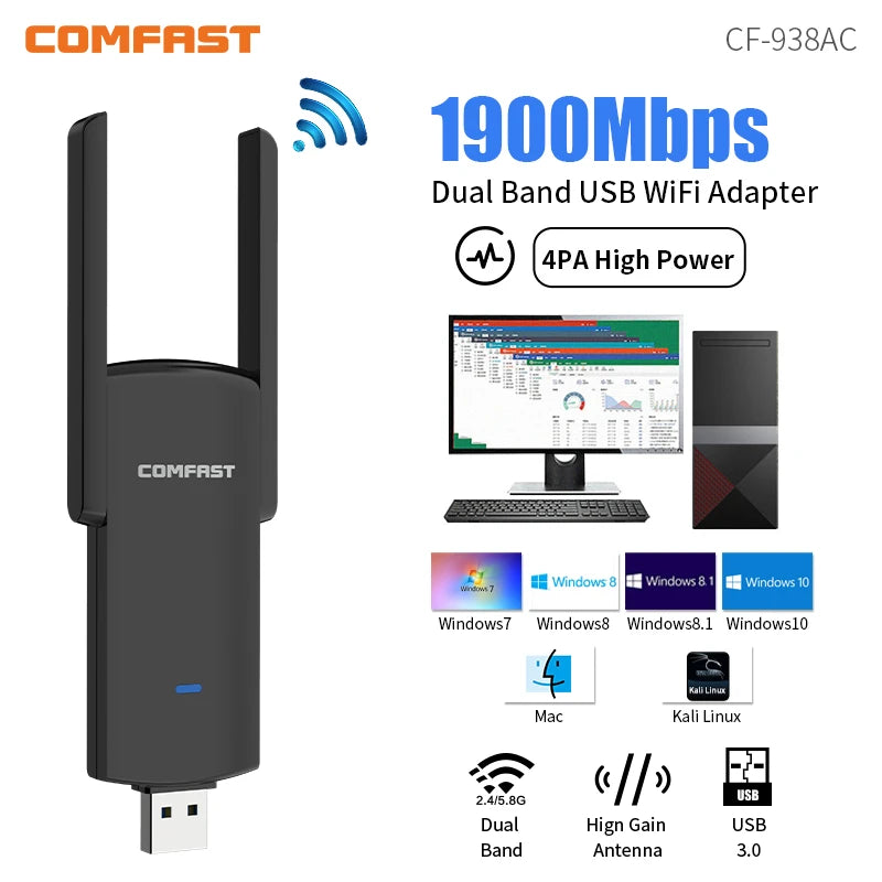 RTL8814AU 1900Mbps USB3.0 WiFi Adapter